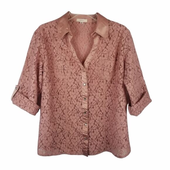 HALO LACE TOP. PINK. SIZE L. PINKY MAUVE. - Picture 1 of 13